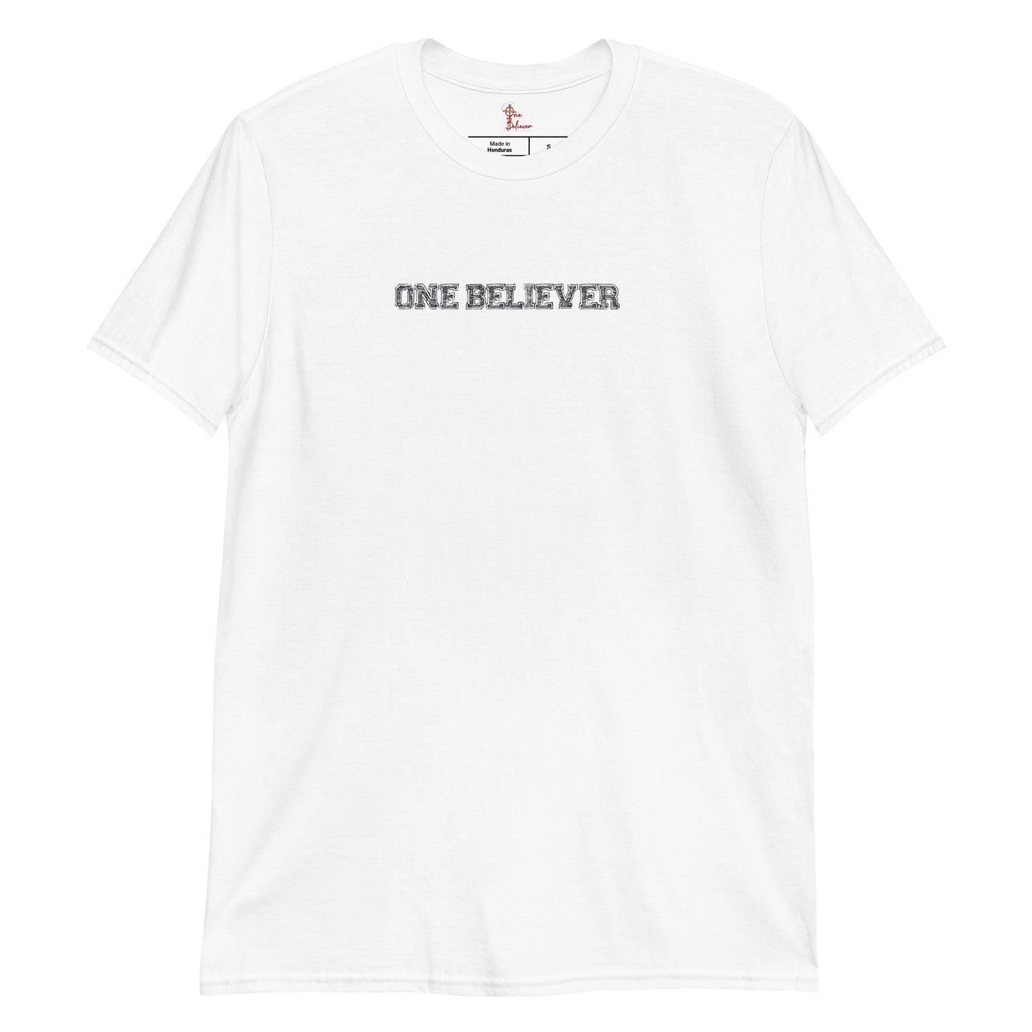 Unisex “I’m Worth It” t-shirt in white front from One Believer — faith-inspired tee affirming confidence, purpose, and divine value.