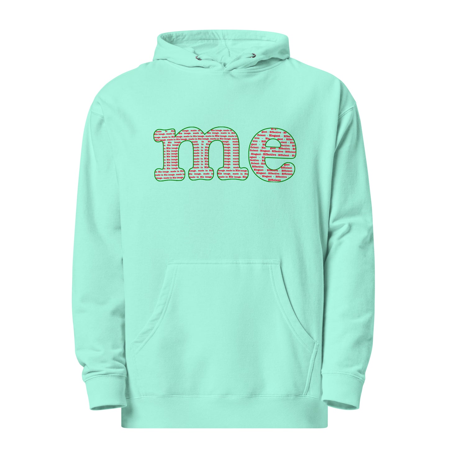 Unisex “Me” hoodie in mint from One Believer — minimalist Christian streetwear celebrating identity and faith.