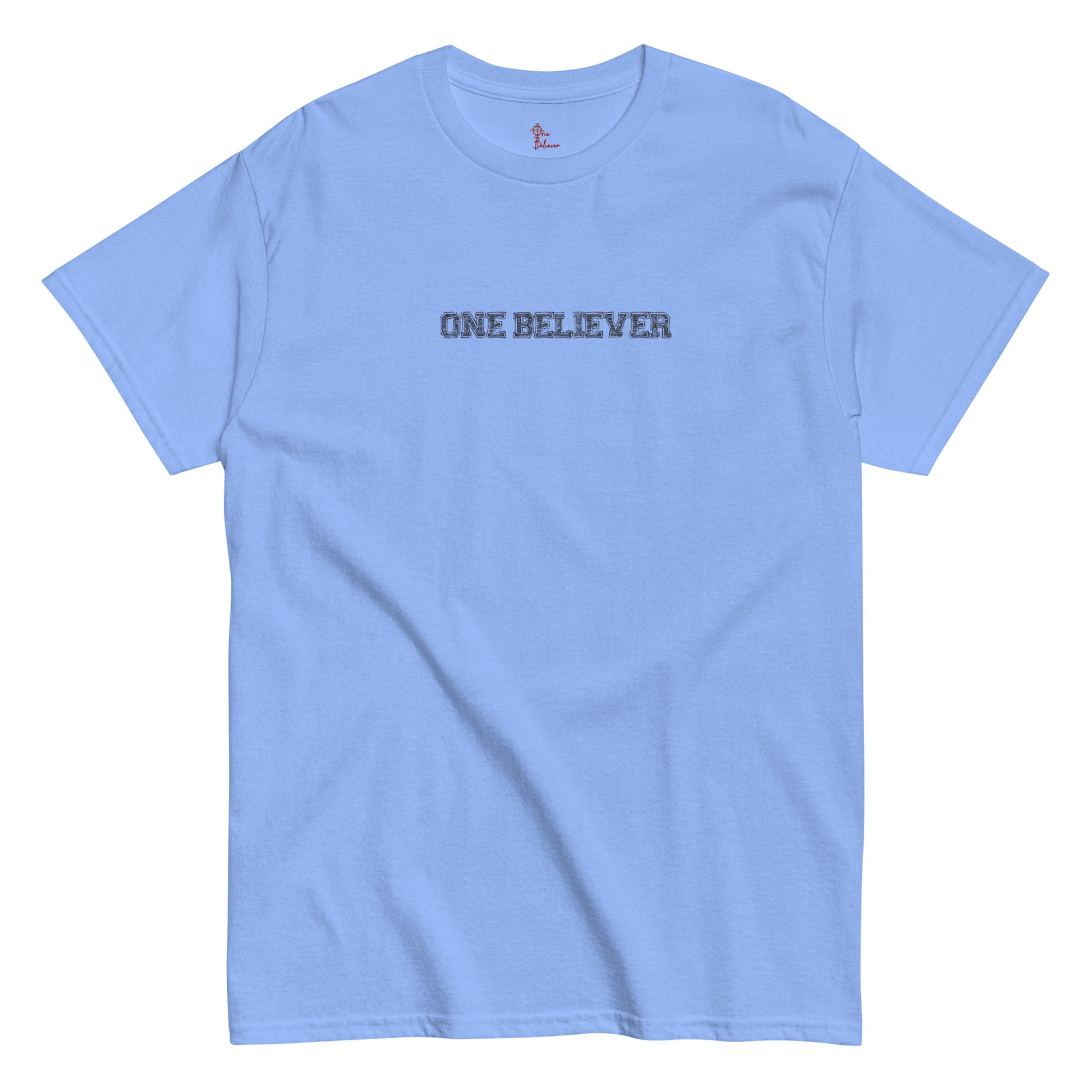 Unisex “You Can’t Stop Me” t-shirt in carolina blue  front from One Believer — Christian tee inspiring courage, confidence, and faith.