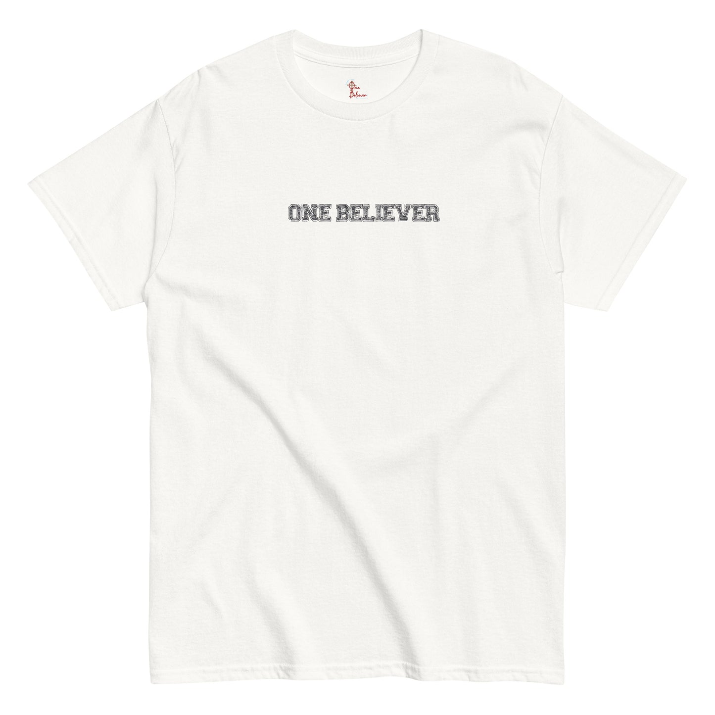 Unisex “You Can’t Stop Me” t-shirt in white front from One Believer — Christian tee inspiring courage, confidence, and faith.