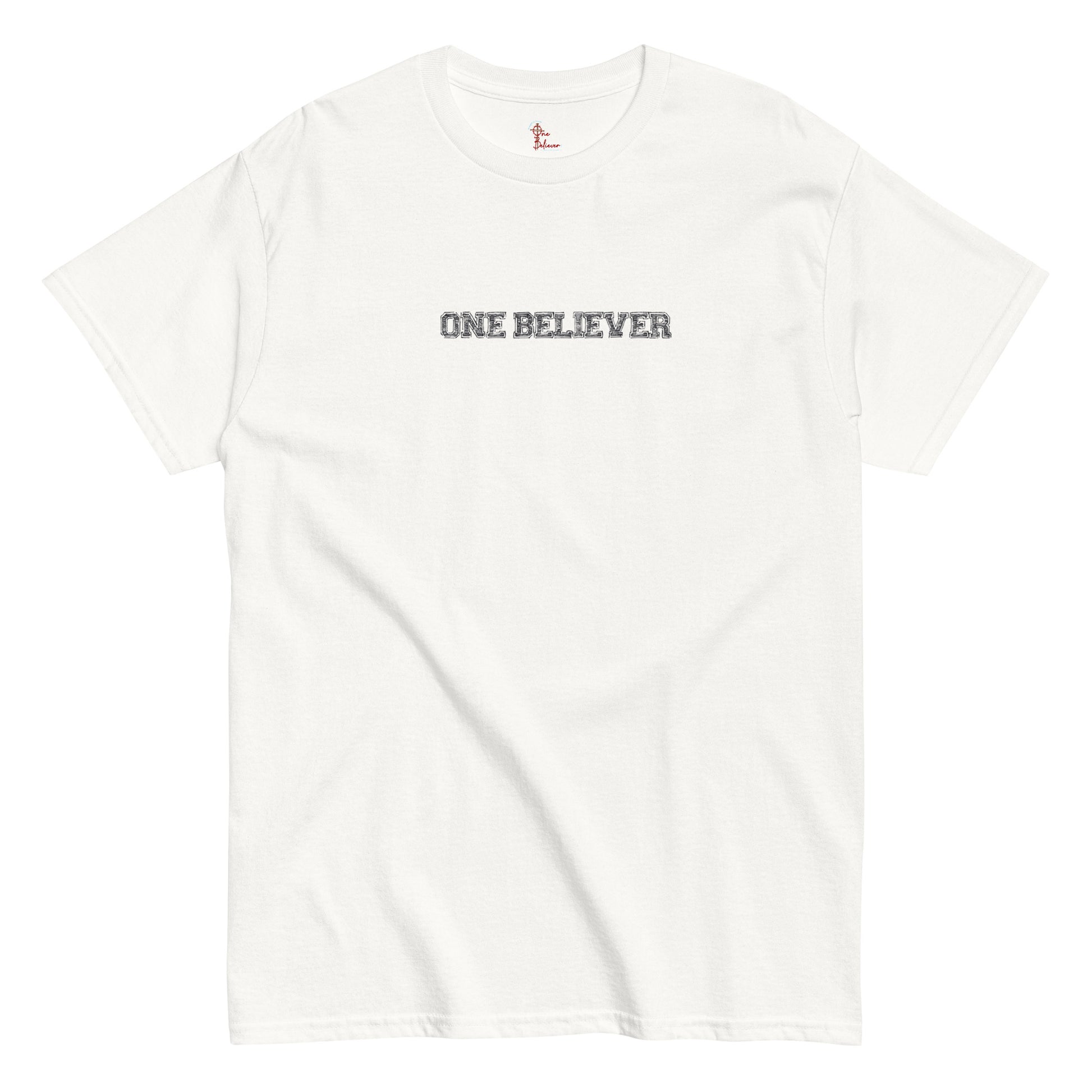 Unisex “You Can’t Stop Me” t-shirt in white front from One Believer — Christian tee inspiring courage, confidence, and faith.