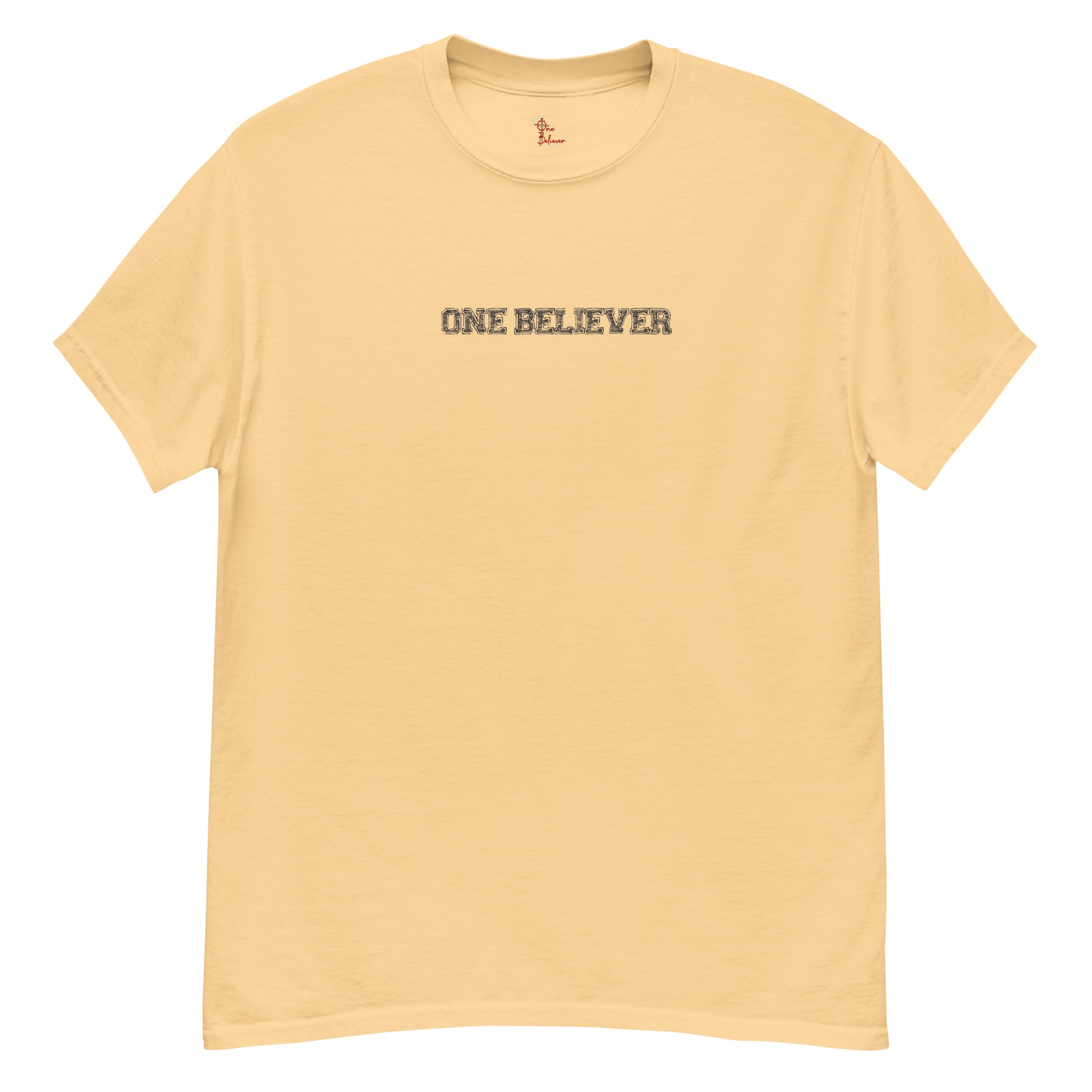 Unisex “You Can’t Stop Me” t-shirt in yellow haze front from One Believer — Christian tee inspiring courage, confidence, and faith.
