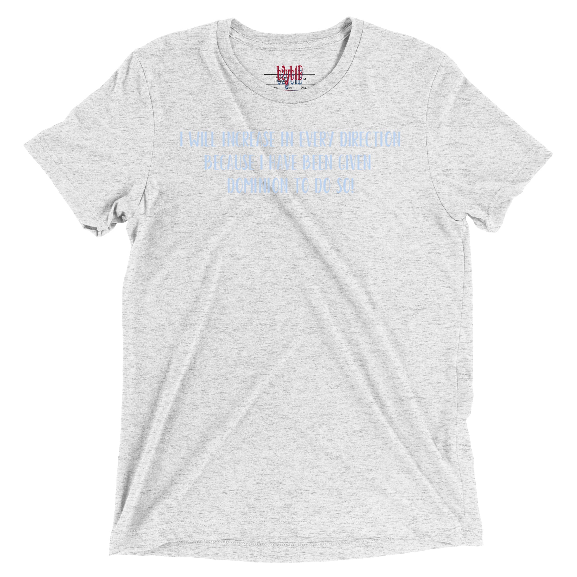 Unisex “You Can’t Stop Me” t-shirt in white fleck front from One Believer — Christian tee inspiring courage, confidence, and faith.