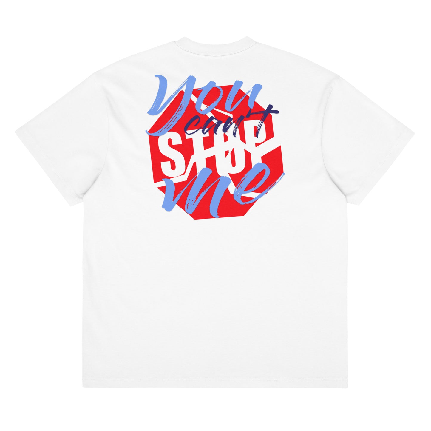 Unisex Box “You Can’t Stop Me” t-shirt in white back from One Believer — Christian tee inspiring courage, confidence, and faith.