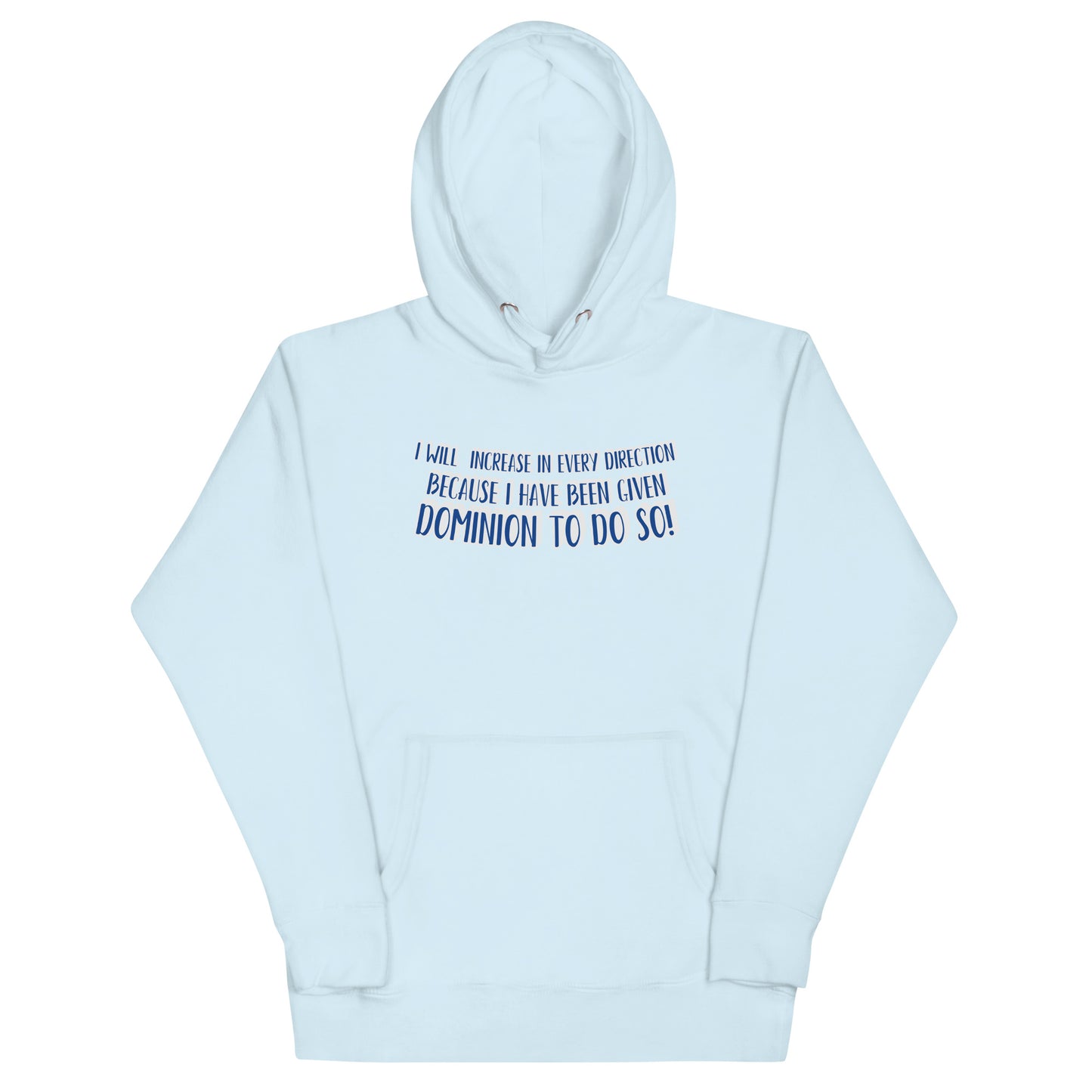 Unisex “You Can’t Stop Me” hoodie in sky blue front from One Believer — bold Christian streetwear for unstoppable faith. 